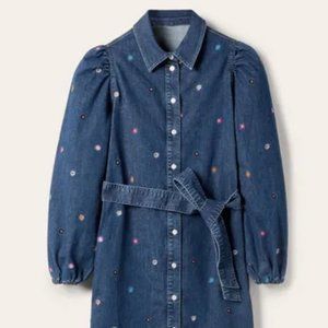 Boden denim straight puff sleeve dress